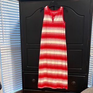 Talbots Red and White Striped Maxi Dress